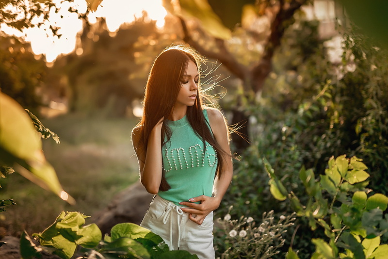 Girl, A Diakov George, leaves, pose, 1080P