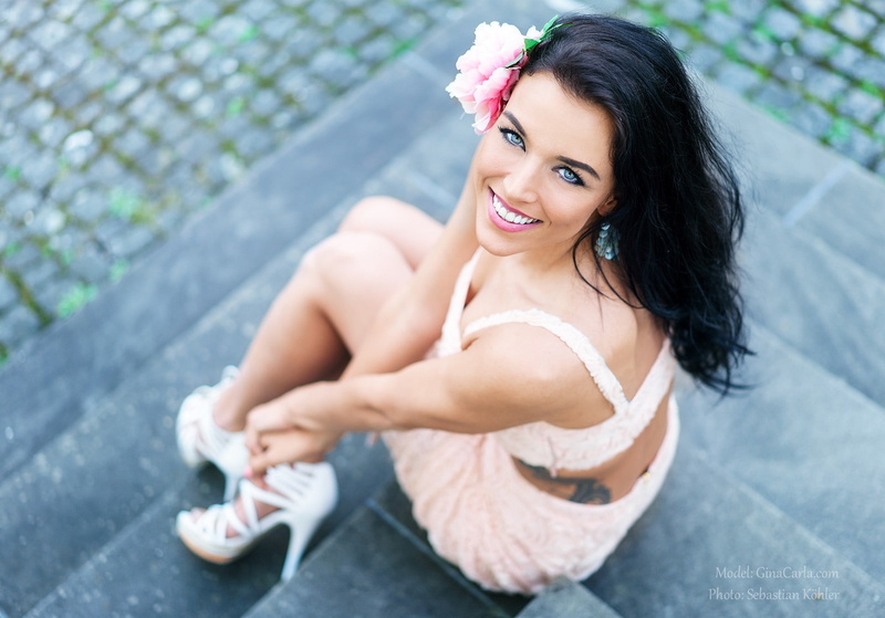 flower in hair, Sebastian Köhler, happiness, young adult, beauty, adult, model, outdoors, women, portrait, Gina Carla, high heels, relaxation, hairstyle