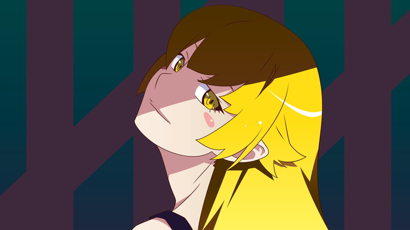 Head tilt, long hair, anime girls, Monogatari Series, 4K, Oshino Shinobu, blonde, anime