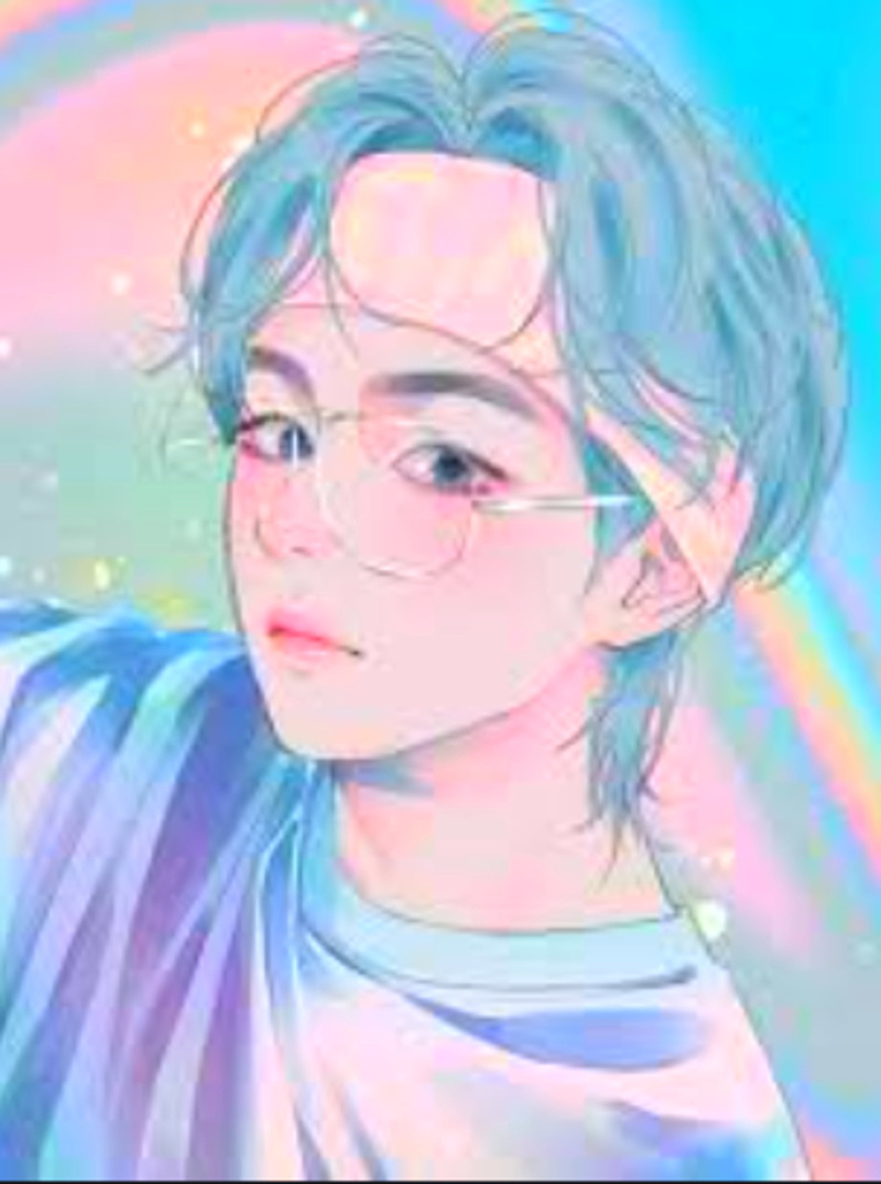 anime boys, blue hair, 2K, V bts