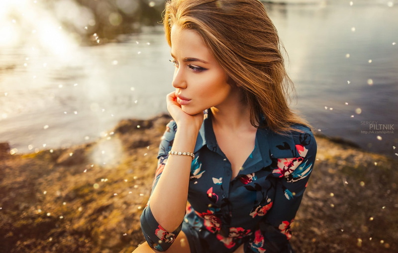straight hair, lifestyles, model, one person, women, adult, looking into the distance, redhead, Sergey Piltnik, water, real people, long hair, fashion