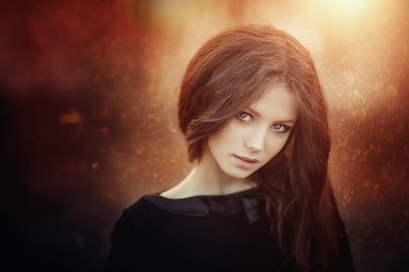 model, brunette, 1080P, Sergey Piltnik, long hair, women, Ksenia Malinina
