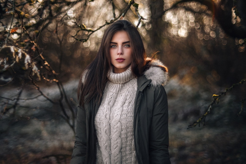 Martin Kuhn, amazing, makeup, jacket, girl, chic, branches, cute, Marlen Alvarez Valderrama, look, germany, bokeh, outdoor, glare, model, face, portrait