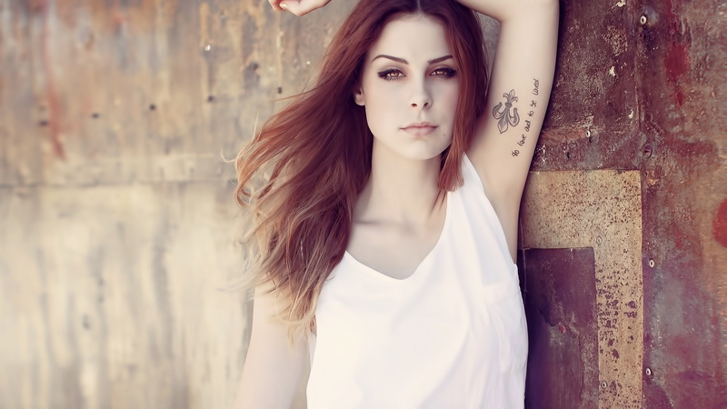 white, looking at camera, long hair, Lena Meyer-Landrut, neck, young adult, adult, fashion, one person, leisure activity, beautiful woman, v, brunette