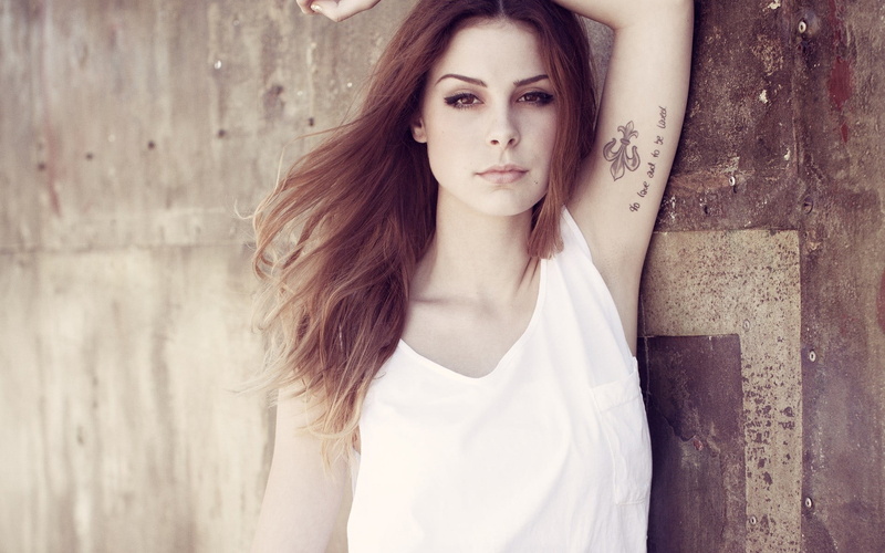 young adult, Lena Meyer-Landrut, standing, tank top, beauty, one person, front view, young women, beautiful woman, women, hair, arms up, 1080P, hairstyle