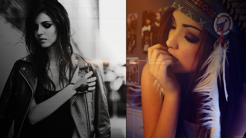 looking, Melanie Iglesias, 1080P, glamour, lifestyles, Victoria Justice, women, reflection, leather, human face, contemplation, beautiful people, retail