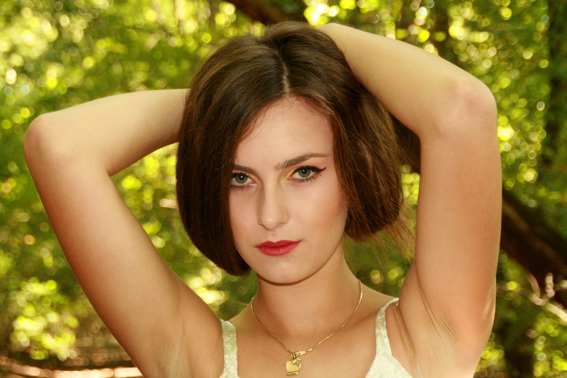 outdoors, beautiful woman, teenager, one Person, front view, sleeveless, nature, caucasian Ethnicity, real people, seductive, wearing, adult, headshot