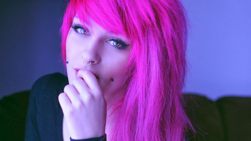 dyed red hair, young women, front view, hair, beauty, pink hair, long hair, adult, 1080P, purple, young adult, dyed hair, teenager, pink color, real people