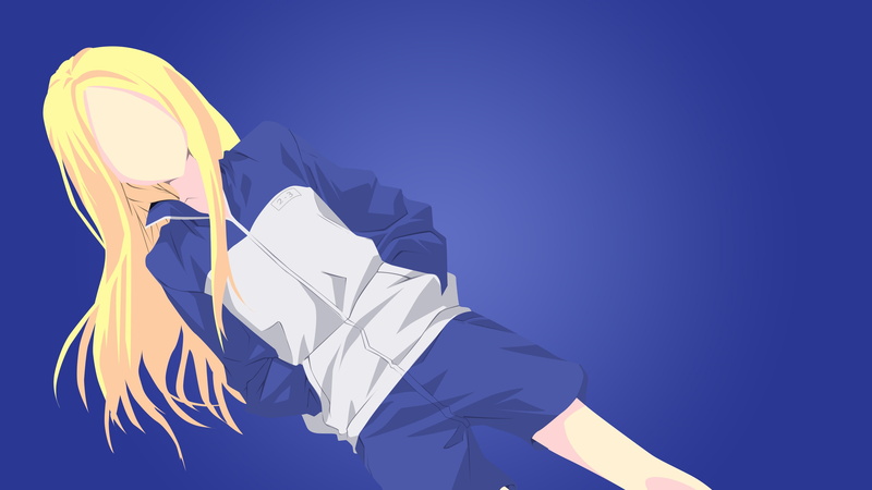 one person, well-dressed, Arakawa Under the Bridge, sky, studio shot, Nino (Arakawa Under the Bridge), low angle view, copy space, clothing, blue background
