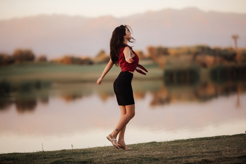 fashion, young adult, outdoors, sunset, David Olkarny, hair, tattoo, 1080P, adult, long hair, young women, standing, smiling, beauty, Closed Eyes, human arm