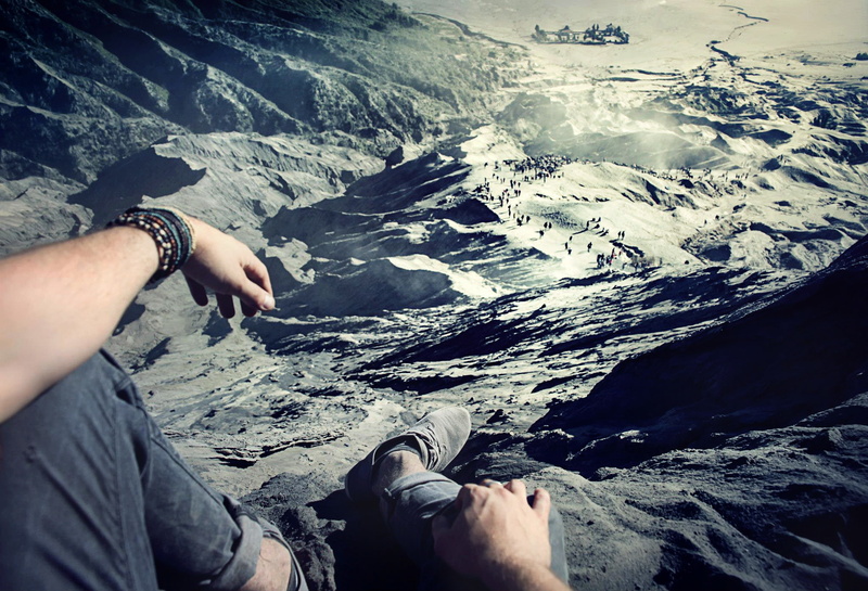 photographer, people, height, 1080P, David Olkarny, photography, sitting, rock, top, view