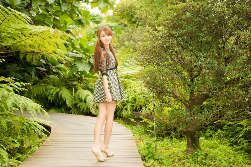 standing, women, long hair, 5K, dress, high heels, portrait, looking at viewer, brown eyes, smiling, auburn hair, Asian