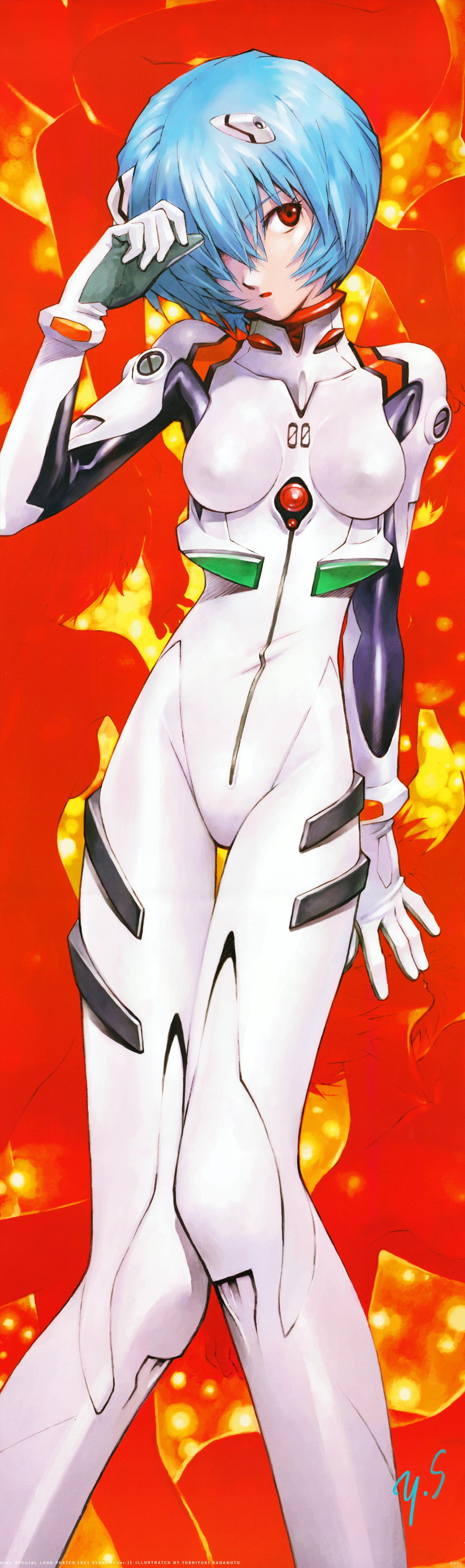 genesis, evangelion, short hair, art, ayanami rei, hd, bodysuits, rei, red, anime, red eyes, blue, girls, Blue hair, 8K, neon, eyes, ayanami, hair, neon genesis evangelion