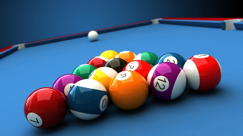 render, pool table, colorful, 1080P, ball, balls, billiard balls, depth of field, closeup, CGI, numbers