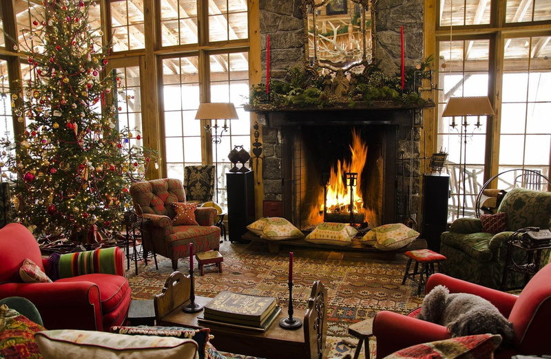 home, comfort, 720P, fireplace, armchairs, christmas, fir