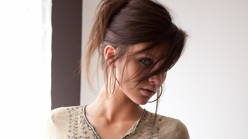 studio shot, looking down, teenager, human face, one person, females, contemplation, adult, women, brunette cameron intima face, portrait, beautiful woman