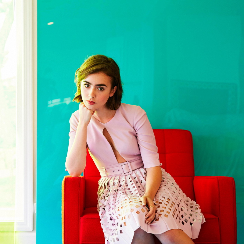 1080P, adult, s, Lily Collins, three quarter length, women, Yahoo Style, sleeved, young women, sheer, young adult, casual clothing, top, one person, clothing