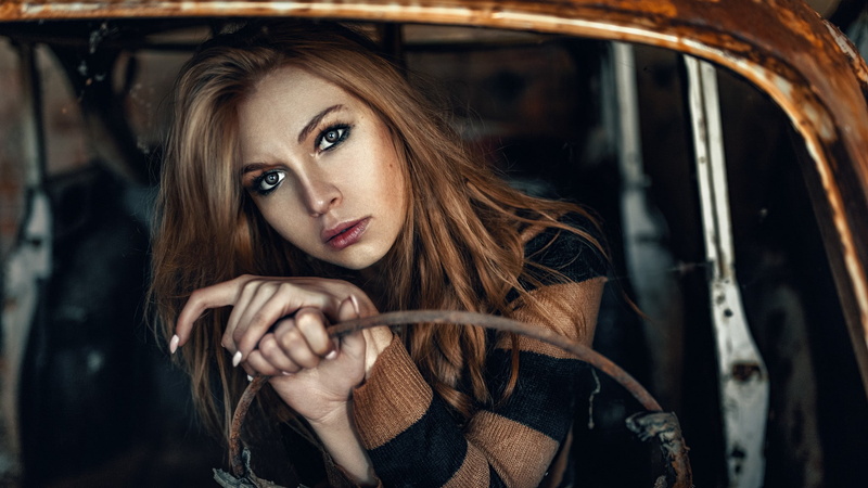 1080P, model, Carla Sonre, women, women with cars, Damian Piórko, face