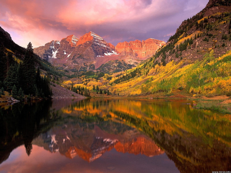 lake, landscape, fall, 720P, nature, maroon bells, mountains
