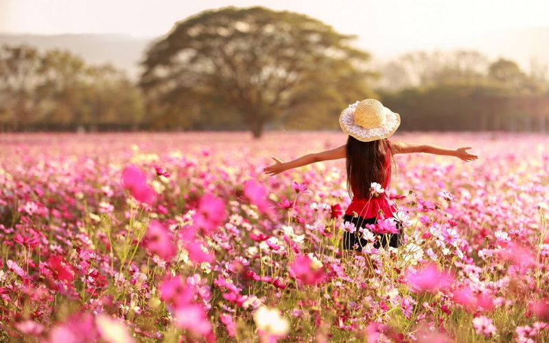 embrace the future belongs to me, mood, girl, back, 720P, flowers, future, cosmos, belongs, embrace
