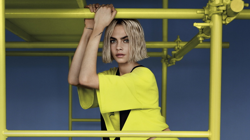 young women, portrait, one person, cara delevingne, holding, celebrities, hair, puma, young adult, standing, metal, leisure activity, lifestyles, casual clothing