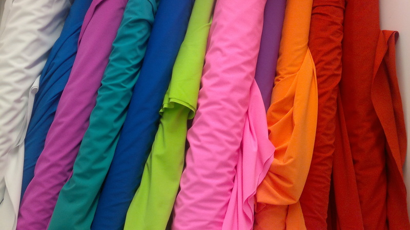 spandex, solid colors fabric, store, multi colored, full frame, pattern, close-up, shopping, variation, no people, bright fabric, vibrant color, in a row