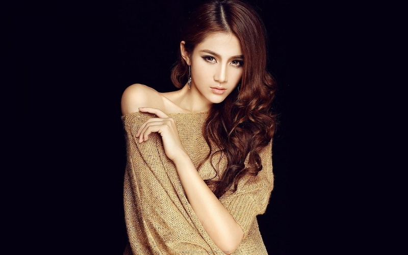 Brown, women, 1080P, shirt, long, shoulder, s, Jacket, Girl, Hair, Asian, Model, sleeve