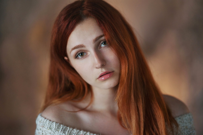 vladislava masko, white, vladislava, model, shirt, masko, face, s, portrait, redhead, 1080P, women, shoulder