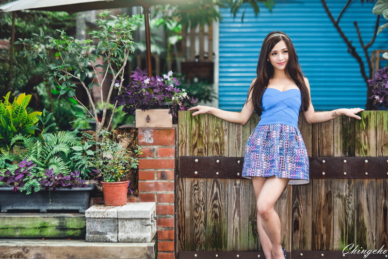 outdoors, brunette, flower, lifestyles, portrait, full length, flowering plant, plant, young women, young adult, beauty, looking at camera, beautiful woman