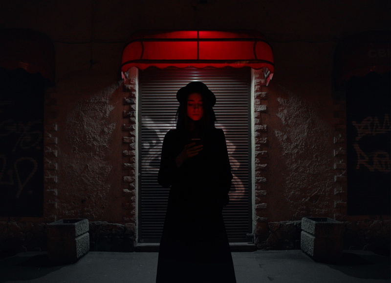 1080P, night, women, wall, cellphone, dress, lights, hat