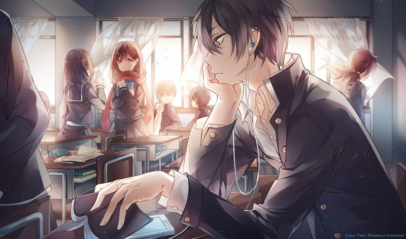 720P, boy, music, friend, school, listen, uniform, group, class, girl, book