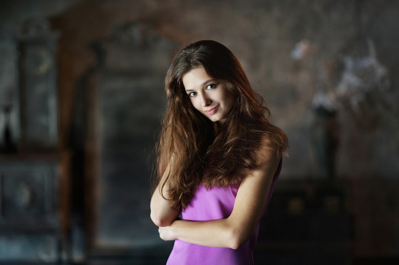 brown hair, hair, young women, one person, focus on foreground, fashion, waist up, beautiful woman, looking at camera, women, beauty, face, adult, Maxim Maximov