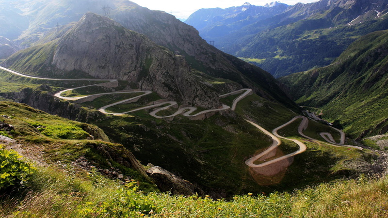 2K, tree, road, mountains, curvy, nature and landscapes