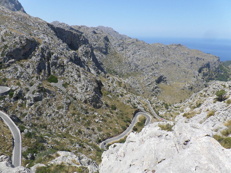 road, no people, mountain range, 1080P, rock - object, nature, day, mountain, serpentine, tramuntana, coast, rock, clear sky, mountain road, non-urban scene