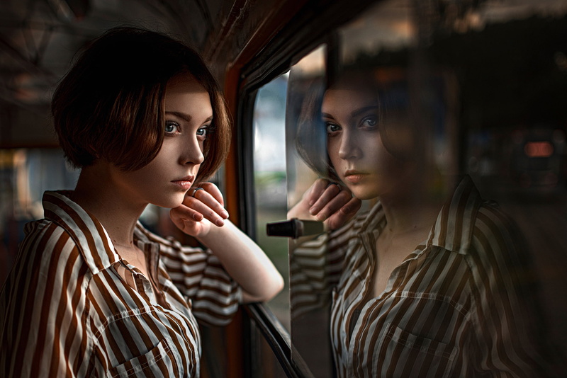 window, George Chernyadev, Russia, the beauty, reflection, Olga Pushkina, Olya, 1080P