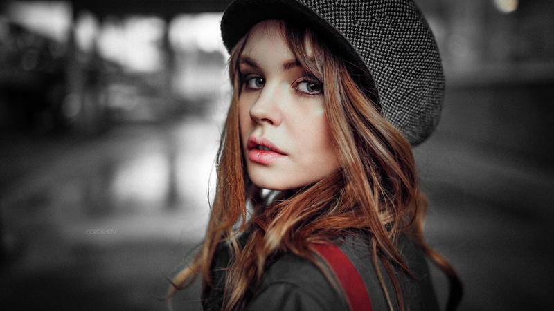 depth of field, young adult, selective coloring, women, lifestyles, 1080P, focus on foreground, beauty, teenager, clothing, long hair, one person, face