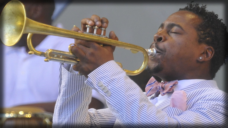 blue, young adult, artist, earring, collared, roy hargrove, music, brass, 1080P, indoors, white, shirt, holding, long, jacket, musical instrument, trumpet