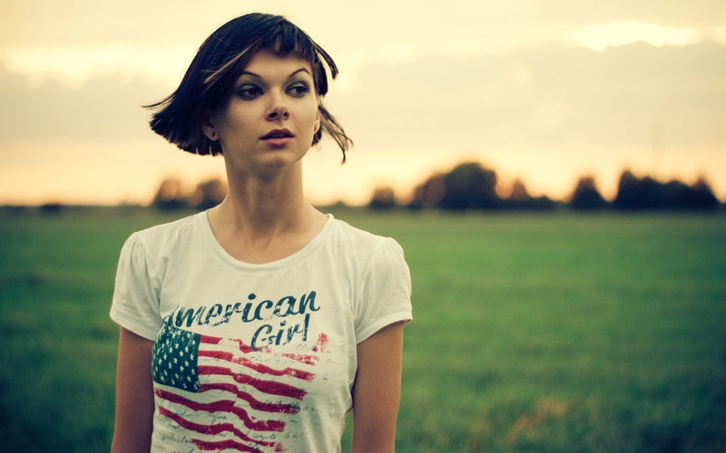 single, printed, american, looking away, young adult, blue, hair, contemplation, leisure activity, waist up, casual clothing, focus on foreground, teenager