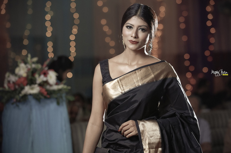 Bangladeshian, Asian, 1080P, Mong Chen, saree, black dress, portrait, women, model