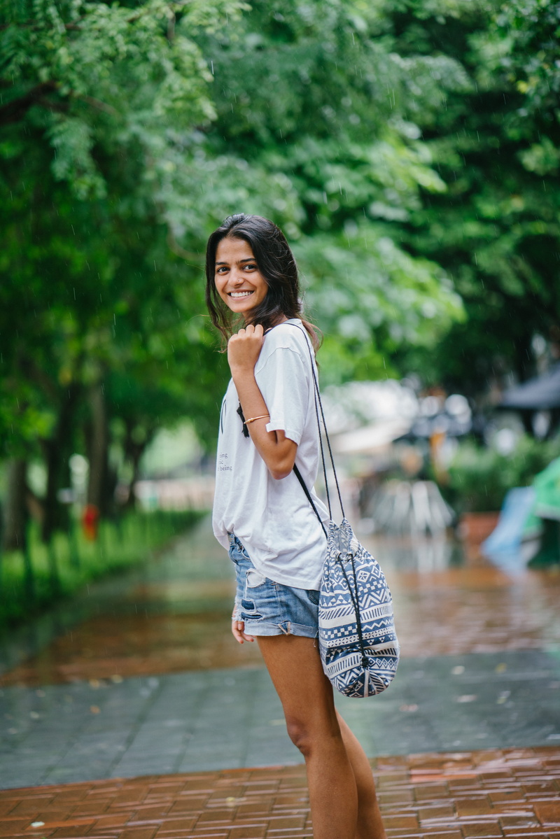 slim, hairstyle, enjoyment, happiness, women, joy, tree, day, denim, focus, recreation, casual clothing, pretty, beautiful, long hair, green, females, white