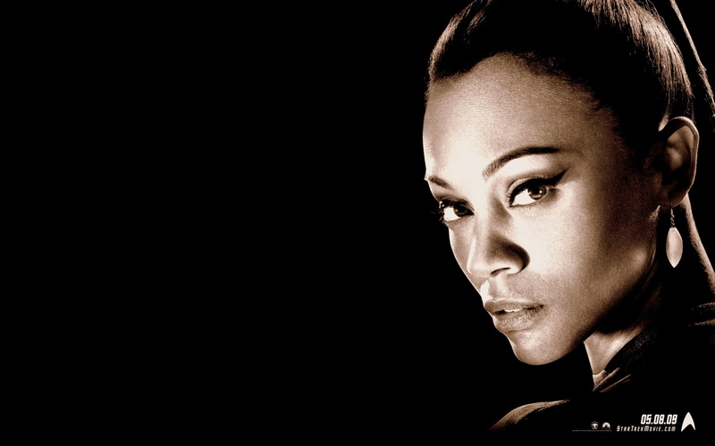 actress, Zoe Saldana, 2K, Star Trek, Nyota Uhura, black background, ebony