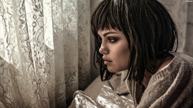 young women, 4K, teenager, adult, curtain, beauty, beautiful woman, hair, looking, portrait, depression - sadness, model, Selena Gomez, young adult, hairstyle