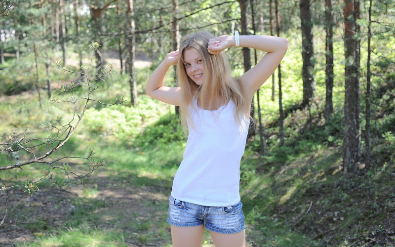1080P, shorts, Mike, Kisa, pose, nature, smile, Girl