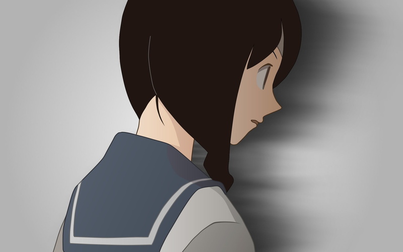 leisure activity, white background, standing, indoors, profile view, close-up, one person, gray, lifestyles, rear view, cut out, headshot, anime, real people