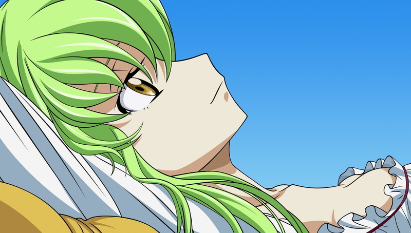 low angle view, no people, nature, sky, clear sky, pattern, 1080P, leaf, close-up, plant, outdoors, green hair, Code Geass, plant part, built structure