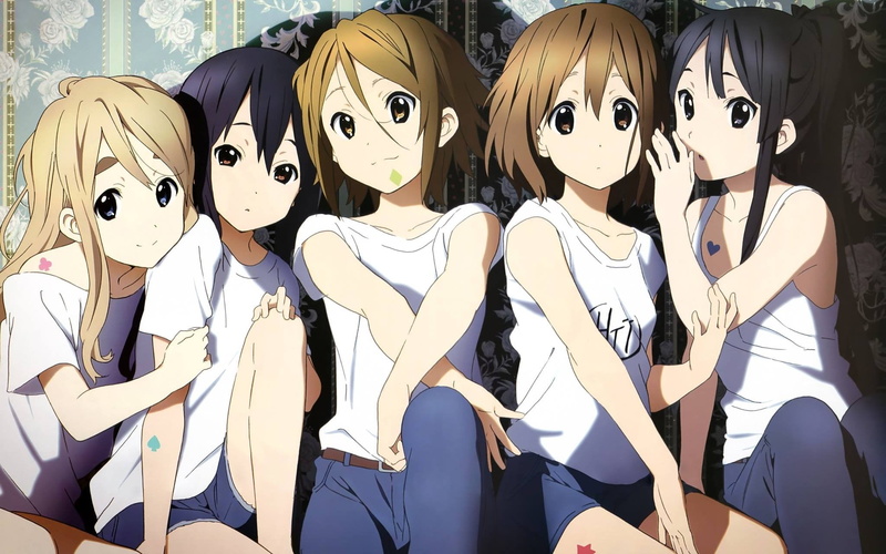 people, art and craft, leisure activity, celebration, Akiyama Mio, representation, Tainaka Ritsu, Hirasawa Yui, Nakano Azusa, portrait, front view, Kotobuki Tsumugi