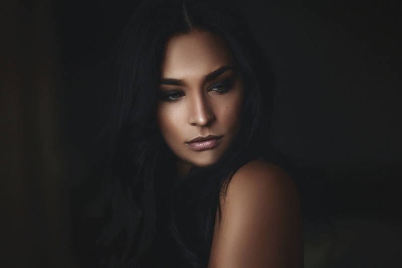 human body part, 1080P, front view, depression - sadness, beautiful woman, close-up, fashion, black background, beauty, adult, studio shot, young women