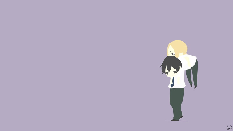 females, copy space, representation, Tanaka-kun wa Itsumo Kedaruge, anime girls, child, profile view, Tanaka, balloon, anime boys, 1080P, cut out, Ohta