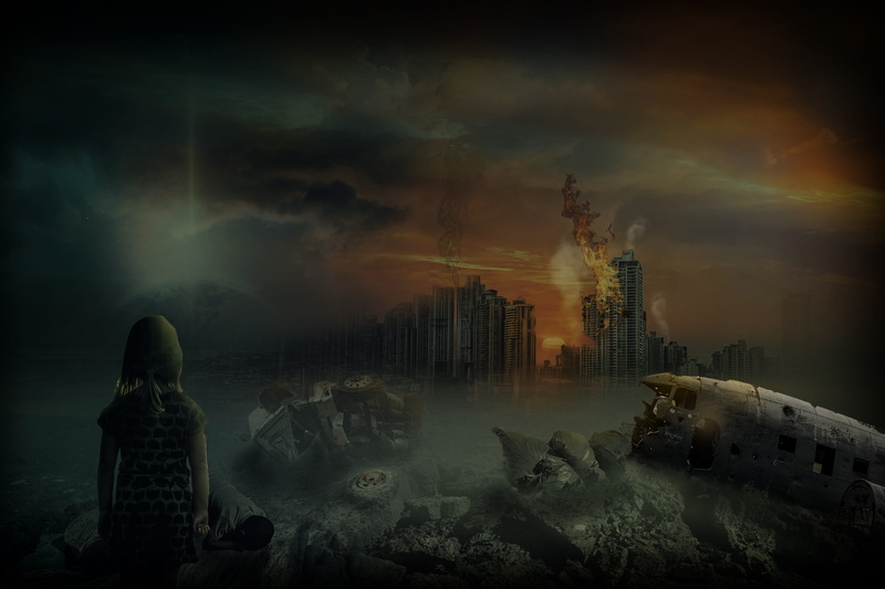 misery, apocalypse, abandoned, skyscraper, lonely, built structure, helplessness, war, office building exterior, sunset, landscape, sad, cloud - sky, no people