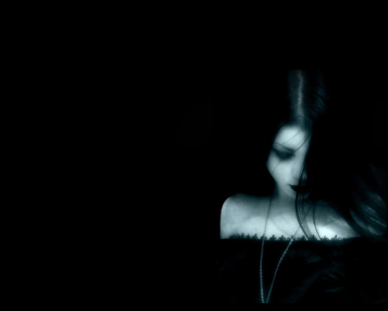 women, dark hair, beautiful woman, beauty, fantasy girl, hopelessness, one person, adult, emotion, portrait, black background, dark, contemplation, studio shot